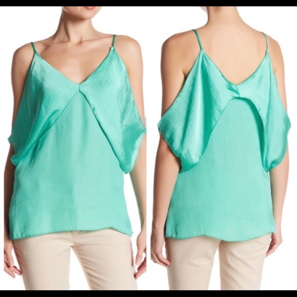 The Vanity Room NWT turquoise open shoulder blouse